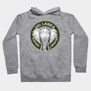 Sri Lanka Elephant Green, Black & White (Ceylon Elephant) Hoodie